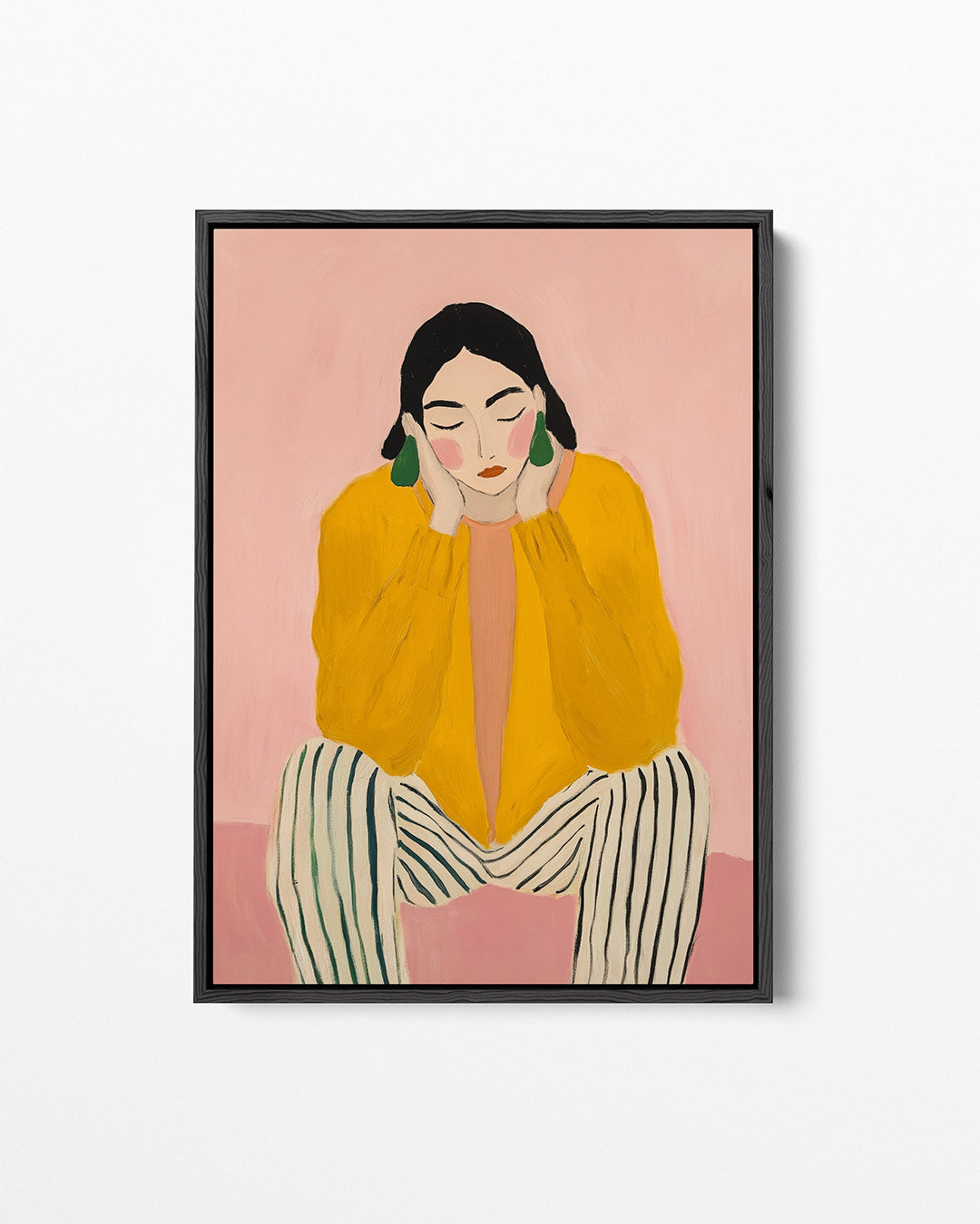 Vrouw in gele trui Kunstwerk