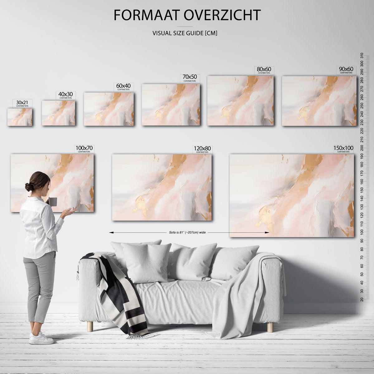 Abstracte beige en roze Poster