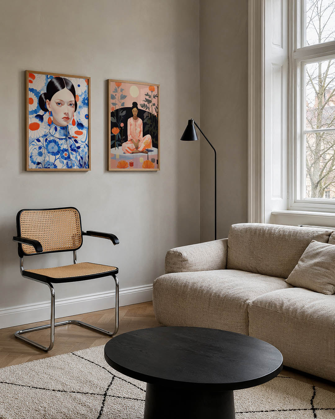 Bloemen en portret Posterset