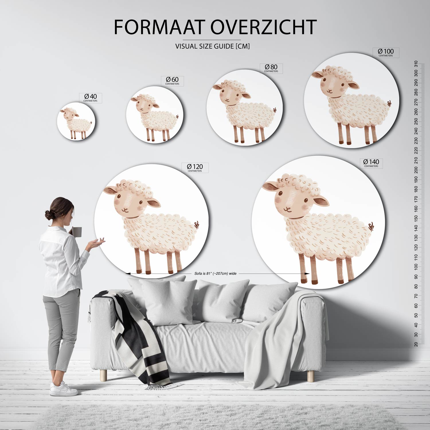 Schattig schaap Muurcirkel
