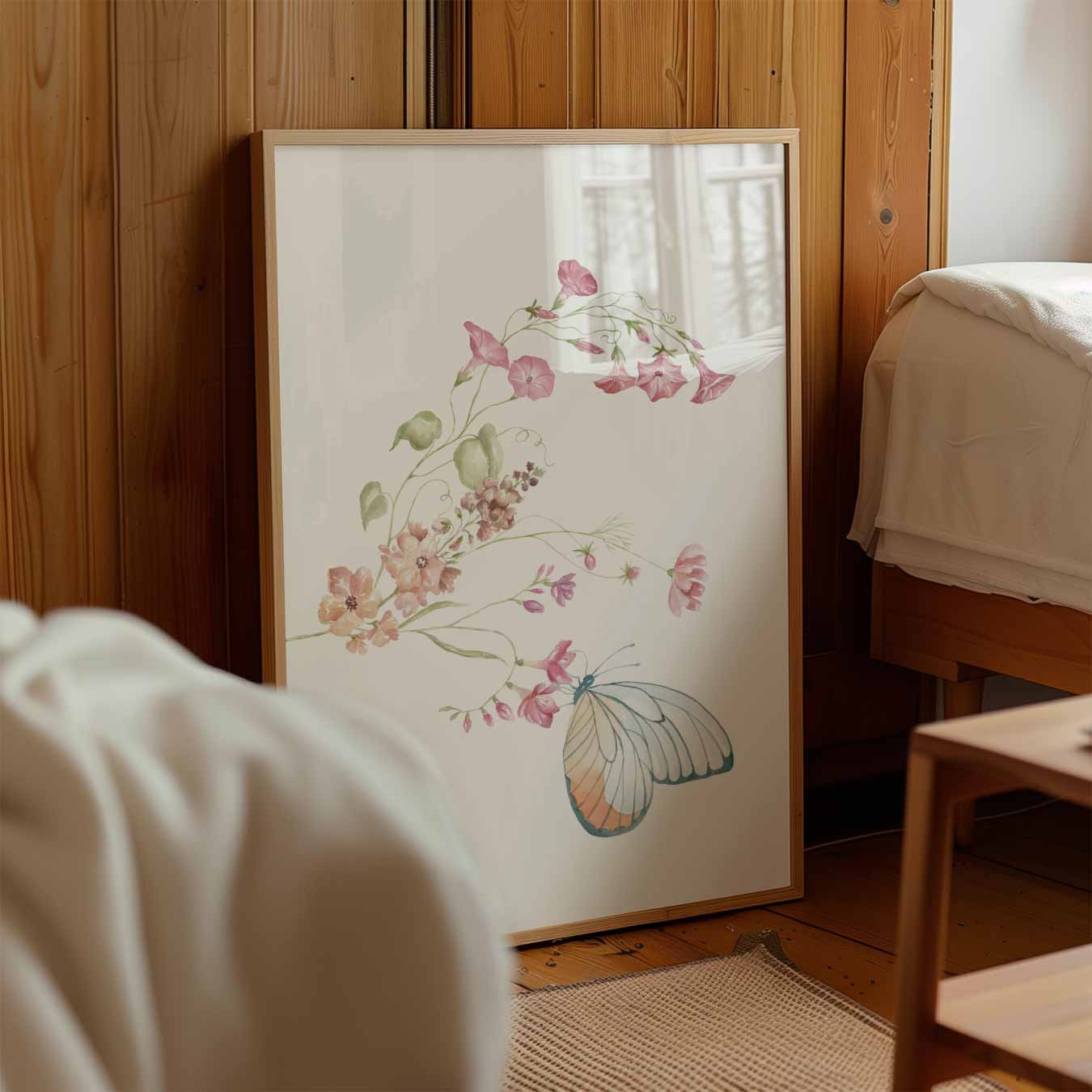 Vlinder en Bloemen Prachtposter-WallArtistic