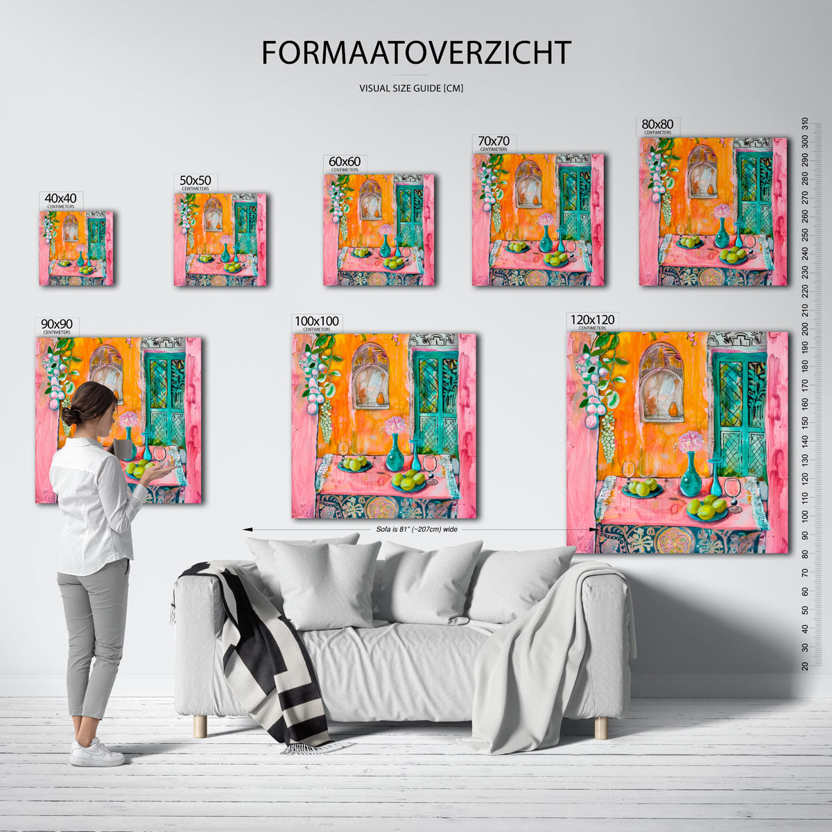 Fruit en vaas op tafel Poster