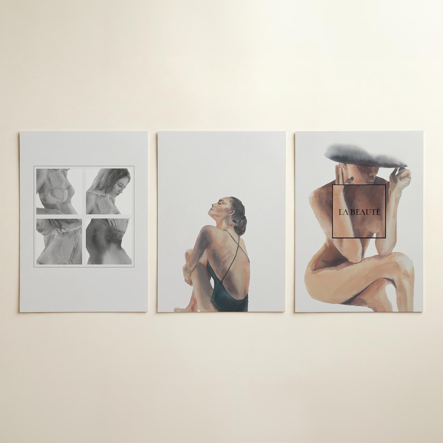 Zachte grijstinten Posterset