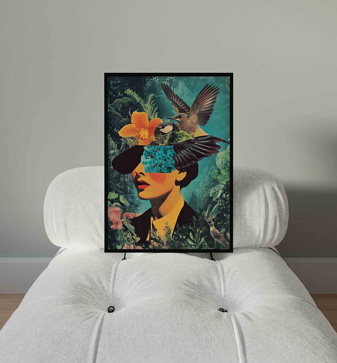 Vogels en bloemen collage Poster
