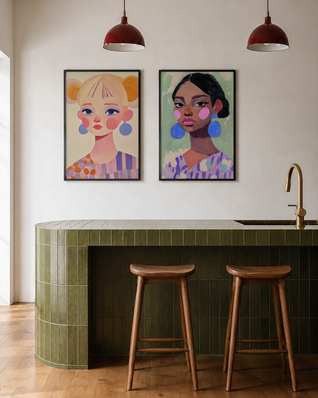 Kleurrijke portretuitdrukking Posterset