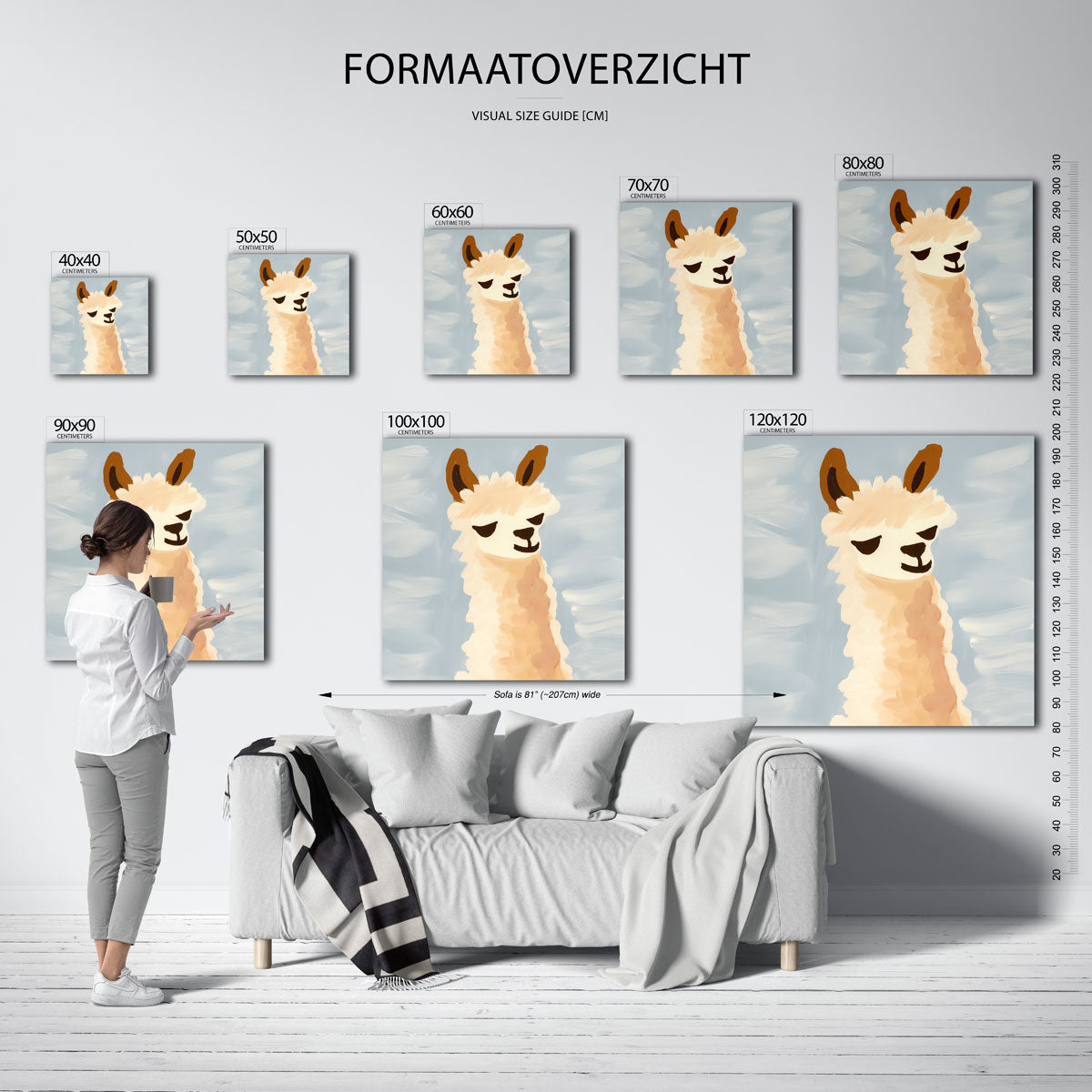 Lama met blauwe achtergrond Poster