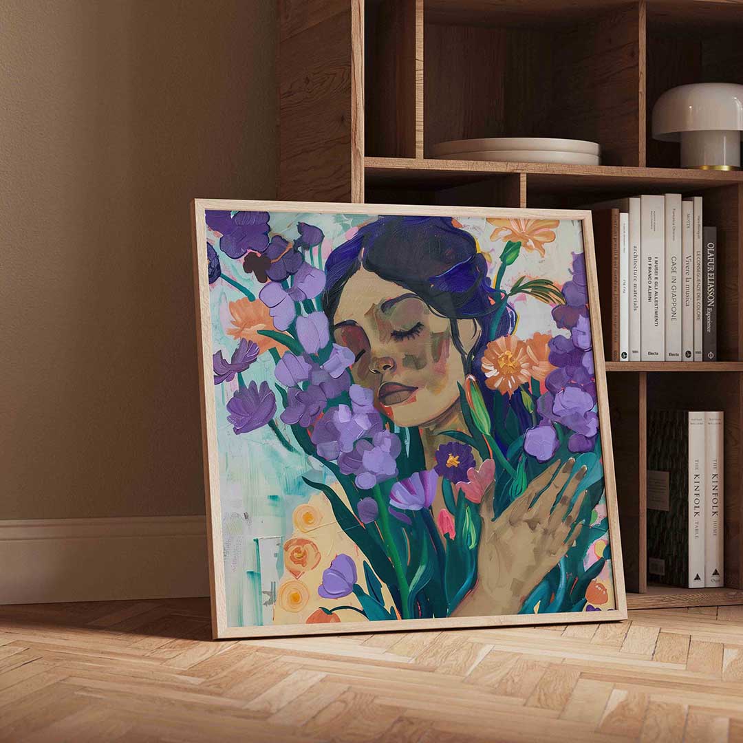 Vrouw met bloemen Poster