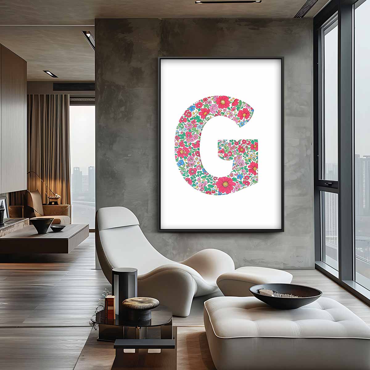 Bloemrijk Alfabet: G Kunstwerk-canvas-dibond-plexiglas-wanddecoratie-WallArtistic