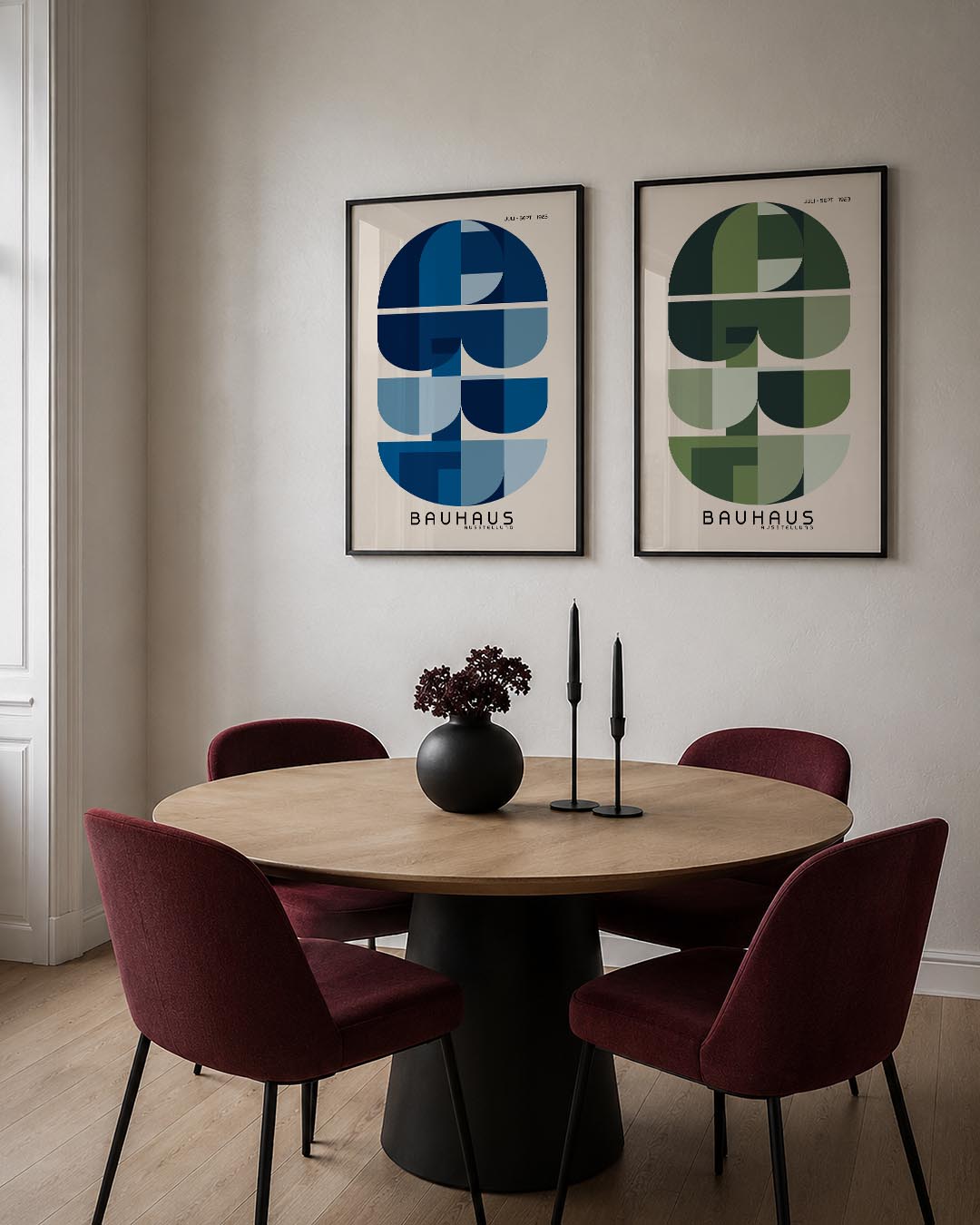Blauwe vormenritme Posterset