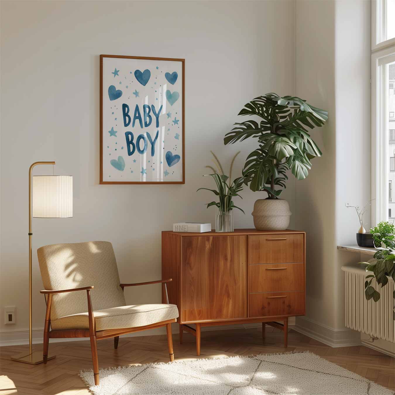 Liefdevolle Baby Jongen Poster-WallArtistic