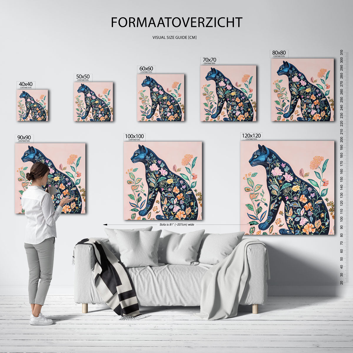 Kat met bloemen Poster