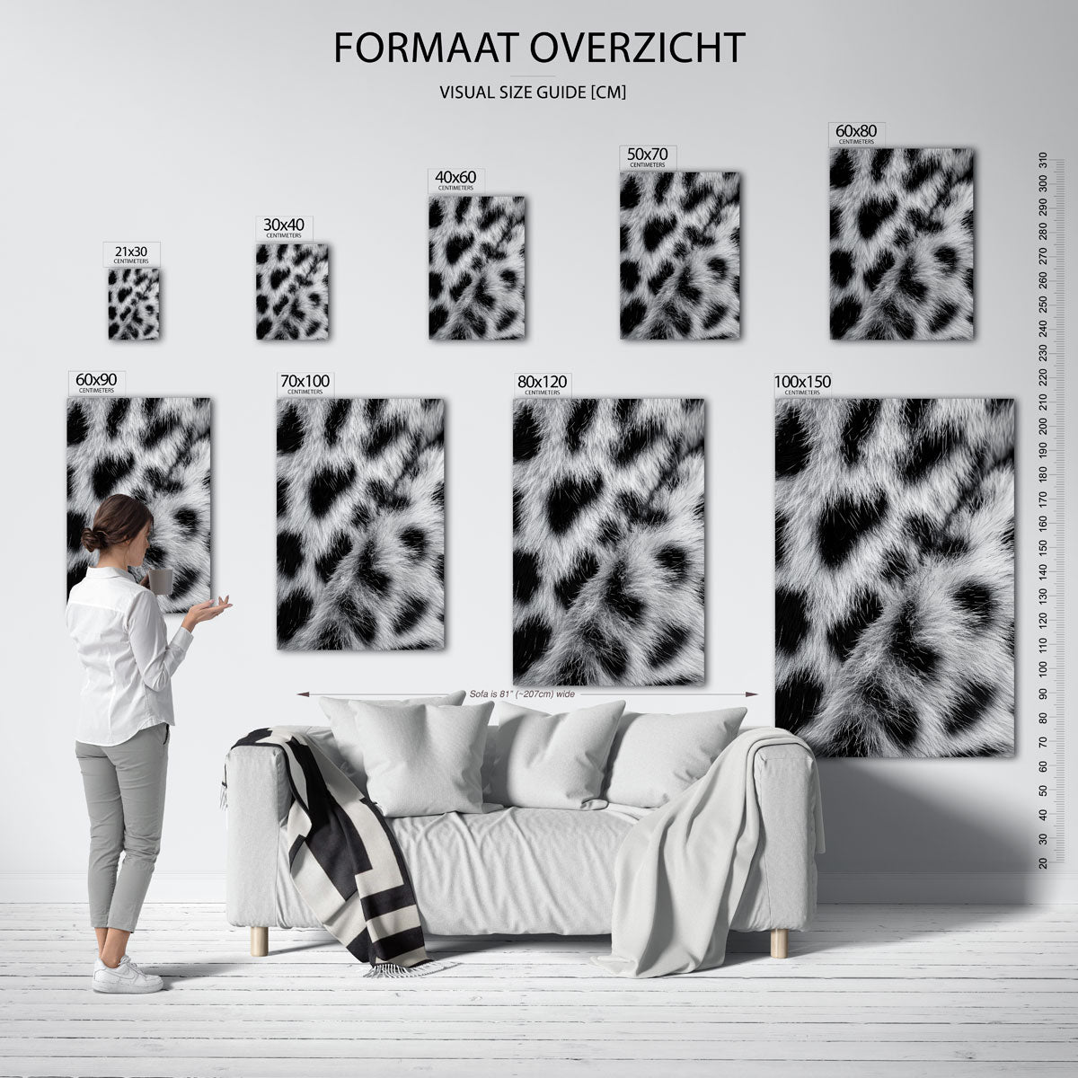 Zwart wit vachtpatroon Poster