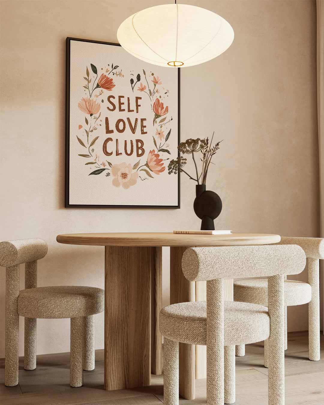 Self Love Club Bloemenposter Kunstwerk-canvas-dibond-plexiglas-wanddecoratie-WallArtistic