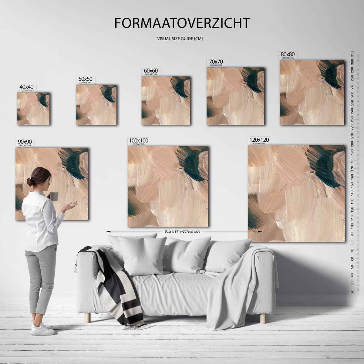 Abstracte beige penseelstreken Poster
