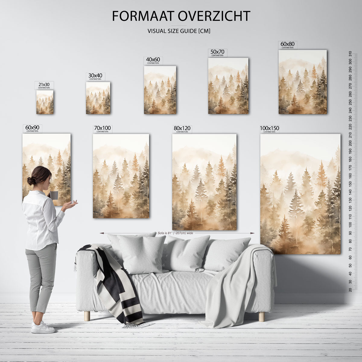 Mistige dennenbos Poster