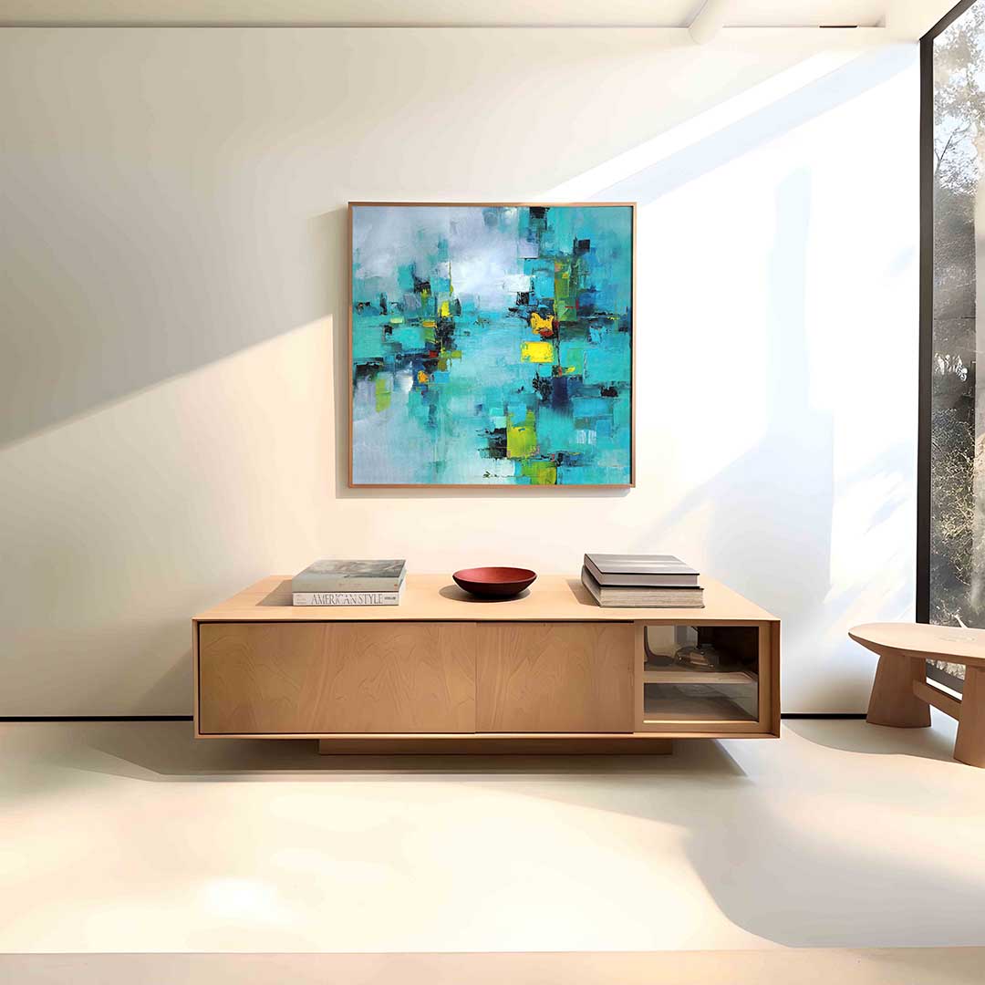 Abstracte blauwe compositie Poster
