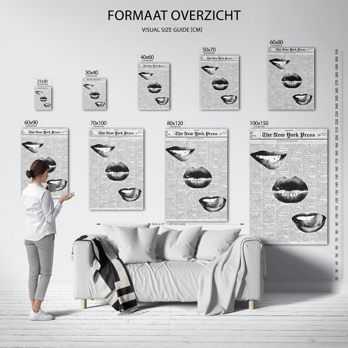 Lippen en krantenachtergrond Poster