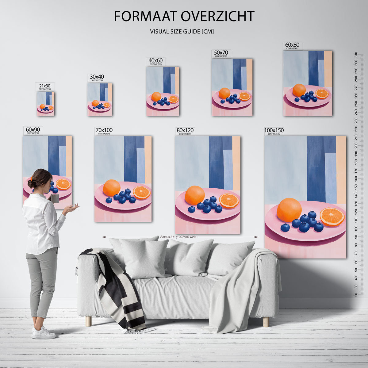 Fruit op roze bord Poster