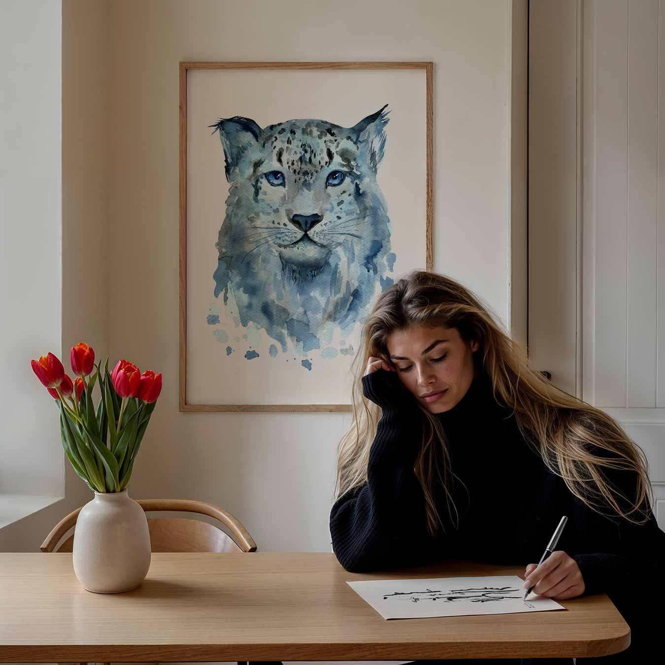 Blauwe Nevel Luipaard Poster-WallArtistic