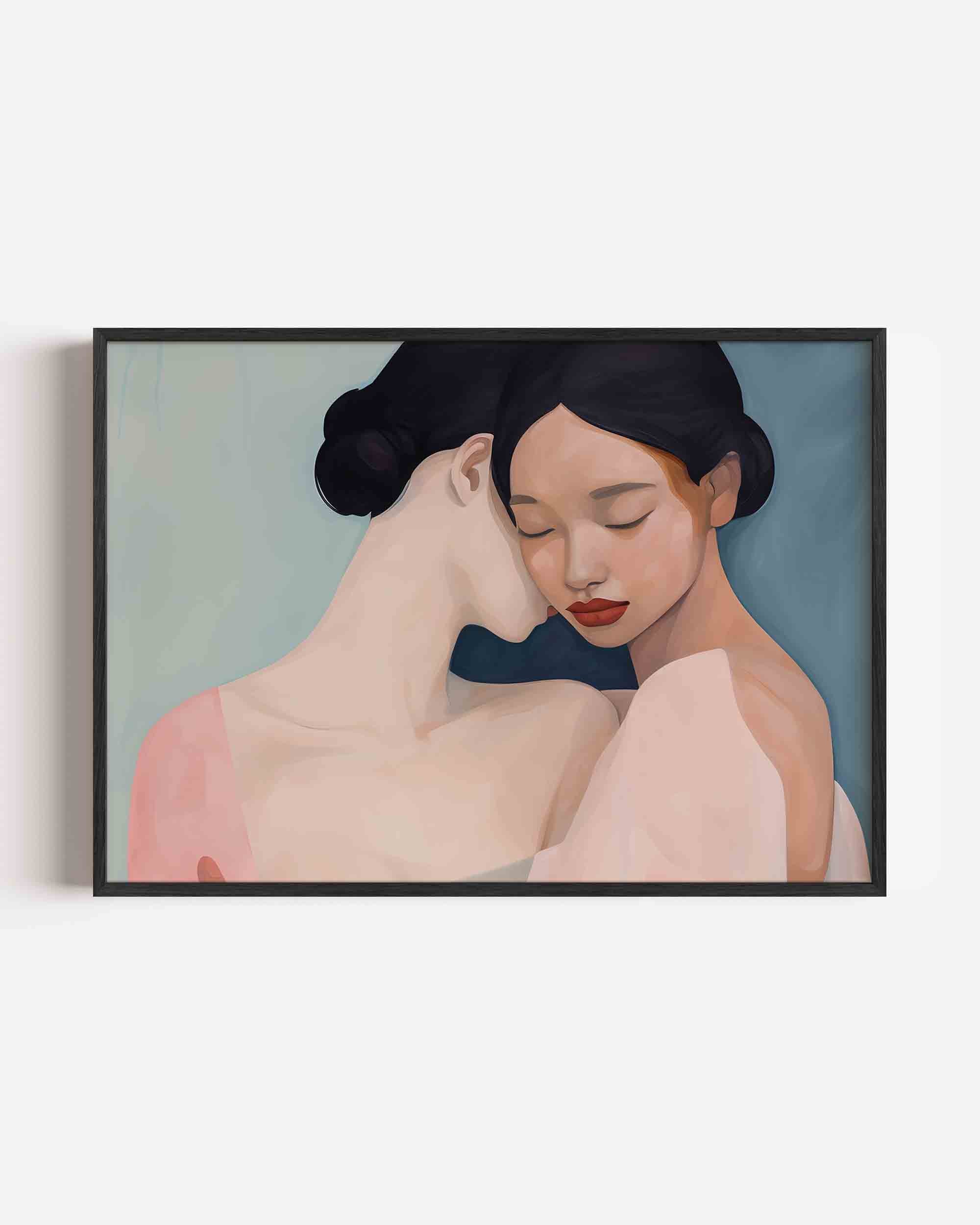 Twee vrouwen in omhelzing Poster