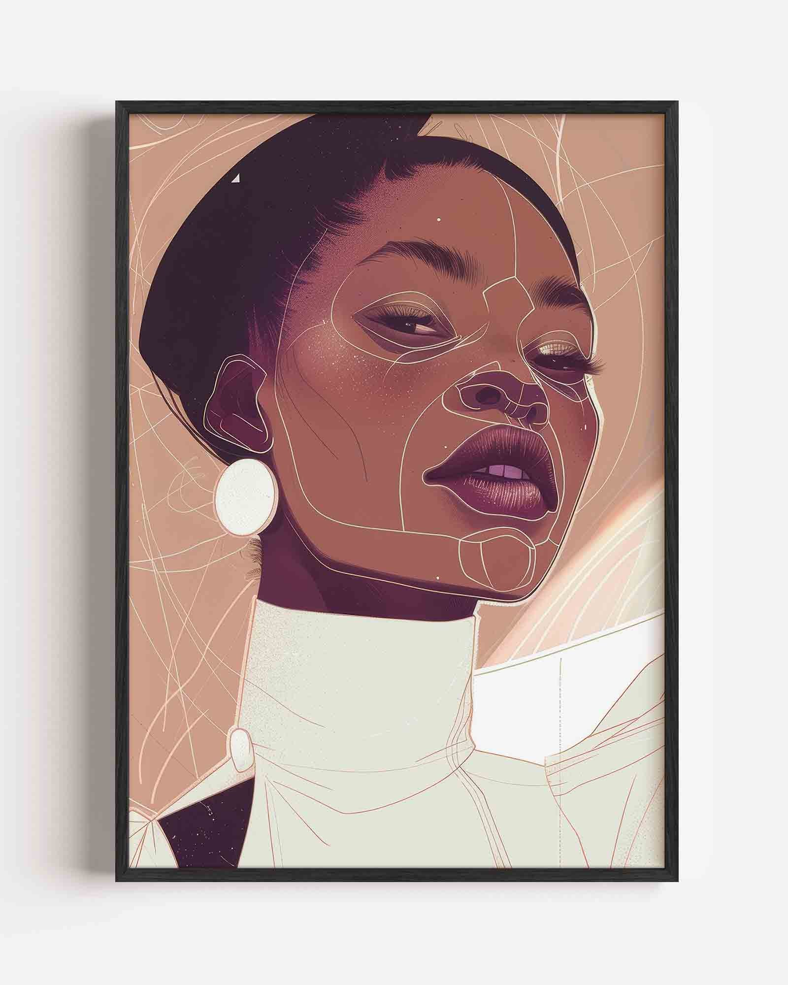 Portret met lijnen Poster