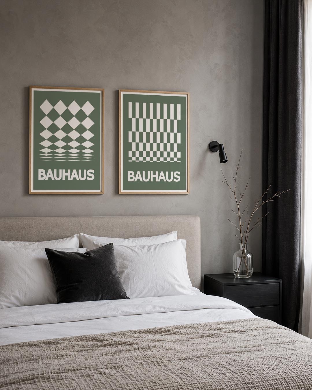 Ruitpatroon en tekst Posterset