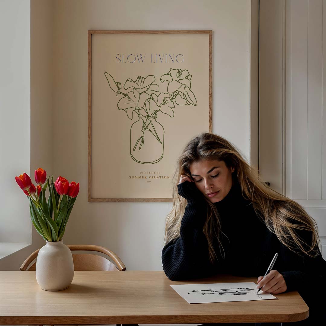 Slow Living Bloemenposter-WallArtistic