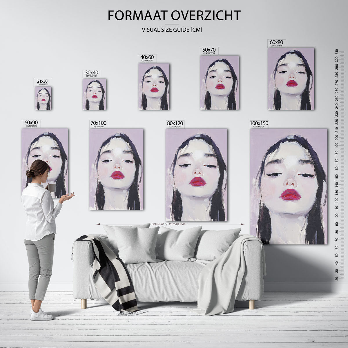 Portret met rode lippen Poster