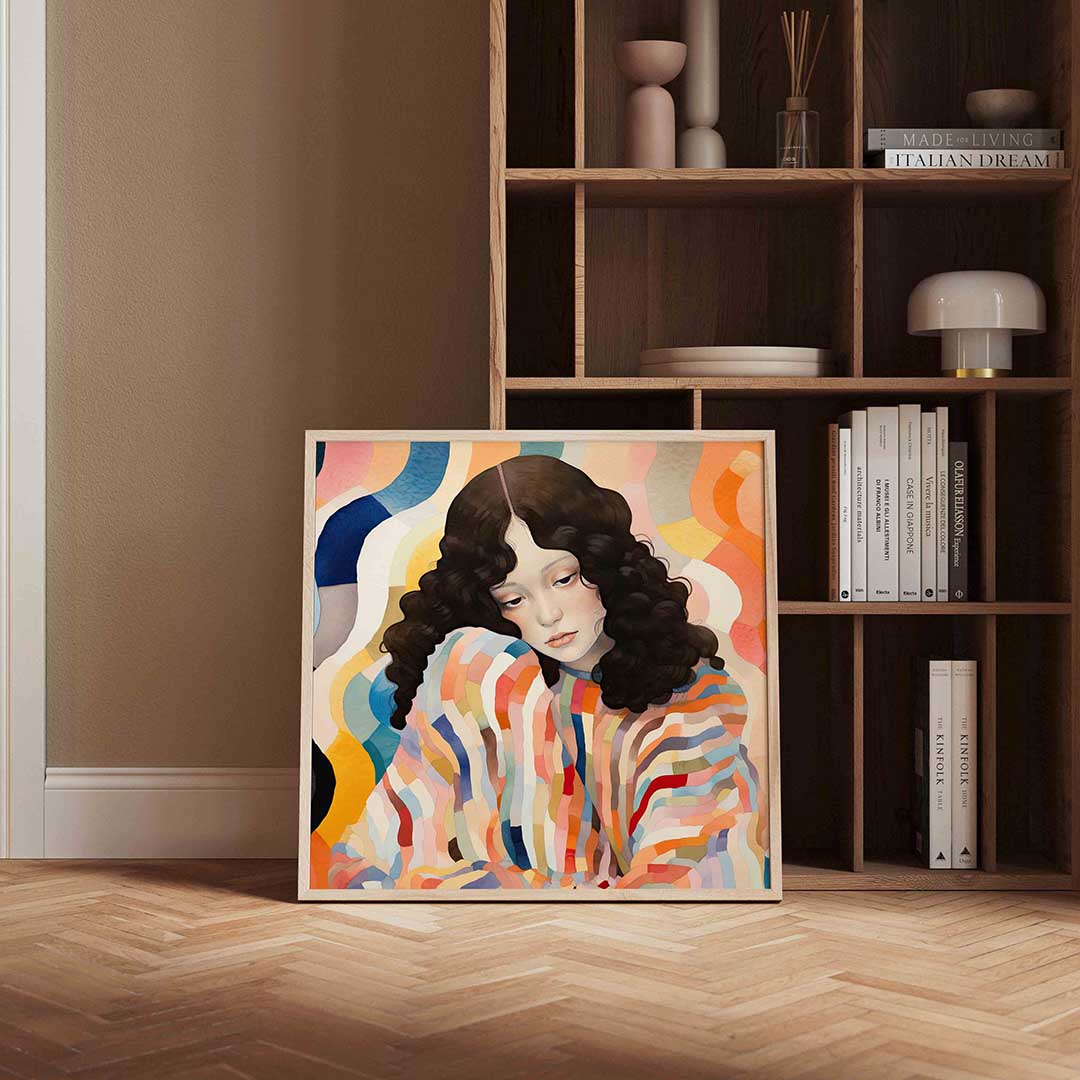 Vrouw met golvende lijnen Poster