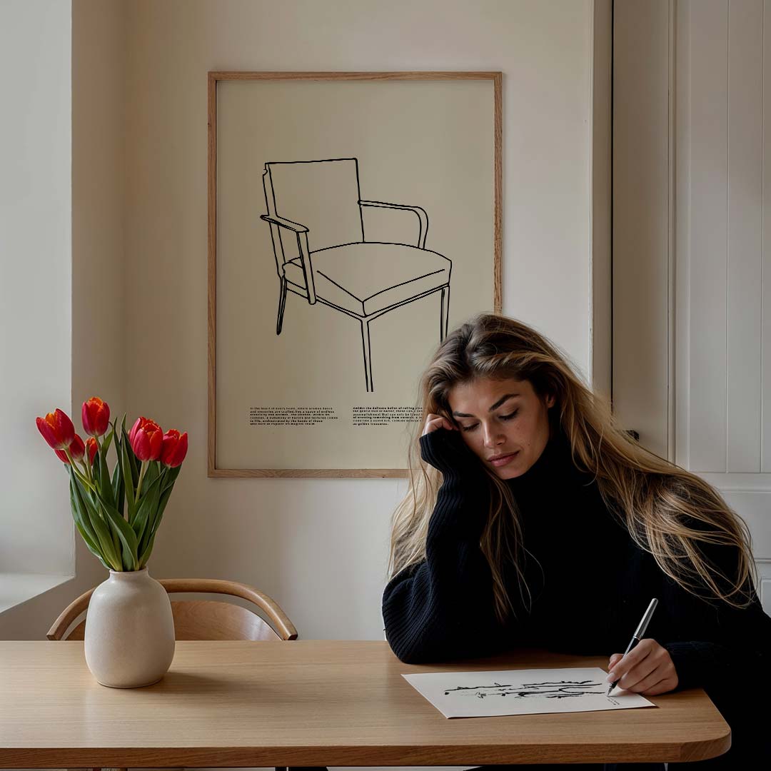 Stijlvolle Minimalistische Stoel Poster-WallArtistic