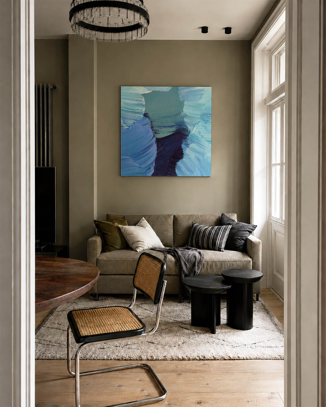 Dynamische blauwtinten Kunstwerk