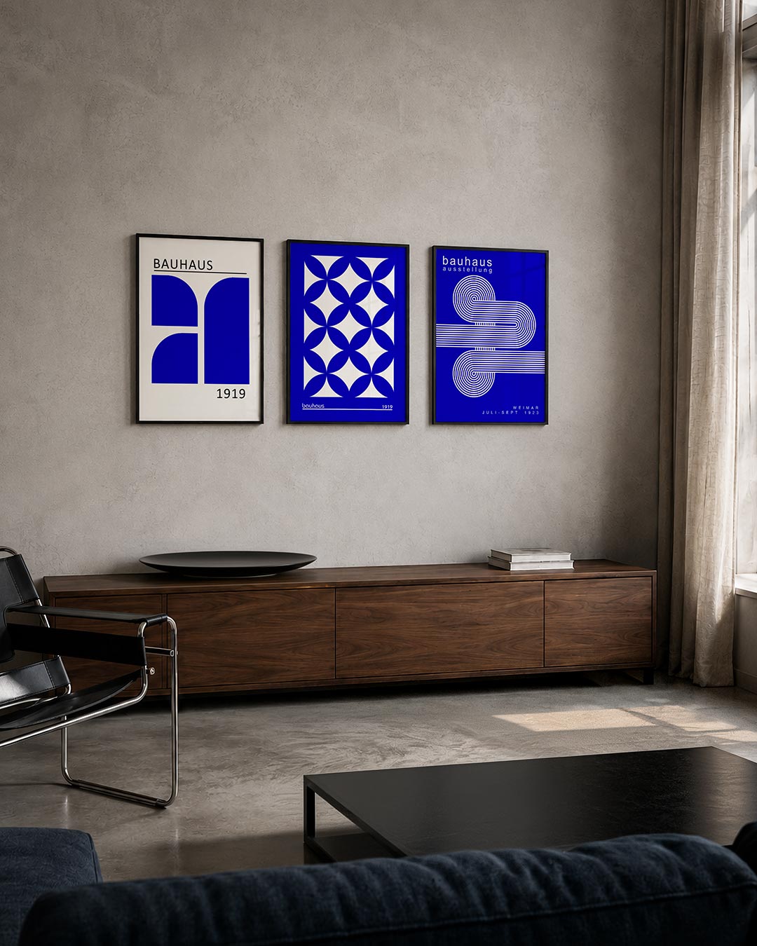 Blauw vlakritme Posterset