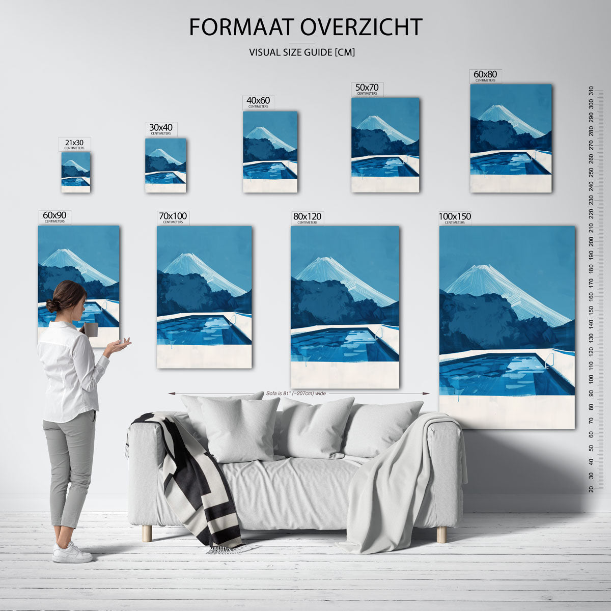Zwembad en berg Poster