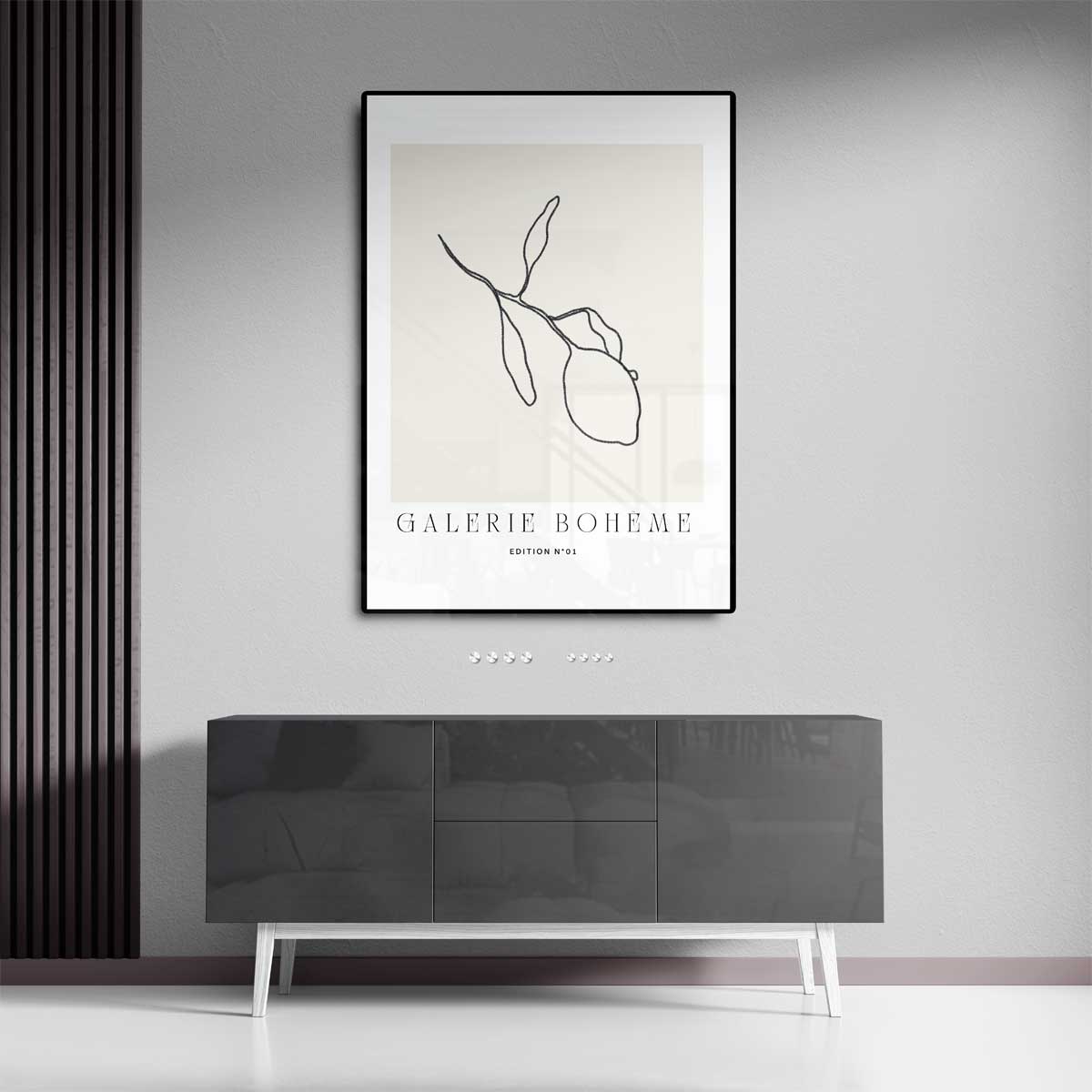 Minimalistische Citroenlijntekening Kunstwerk-canvas-dibond-plexiglas-wanddecoratie-WallArtistic