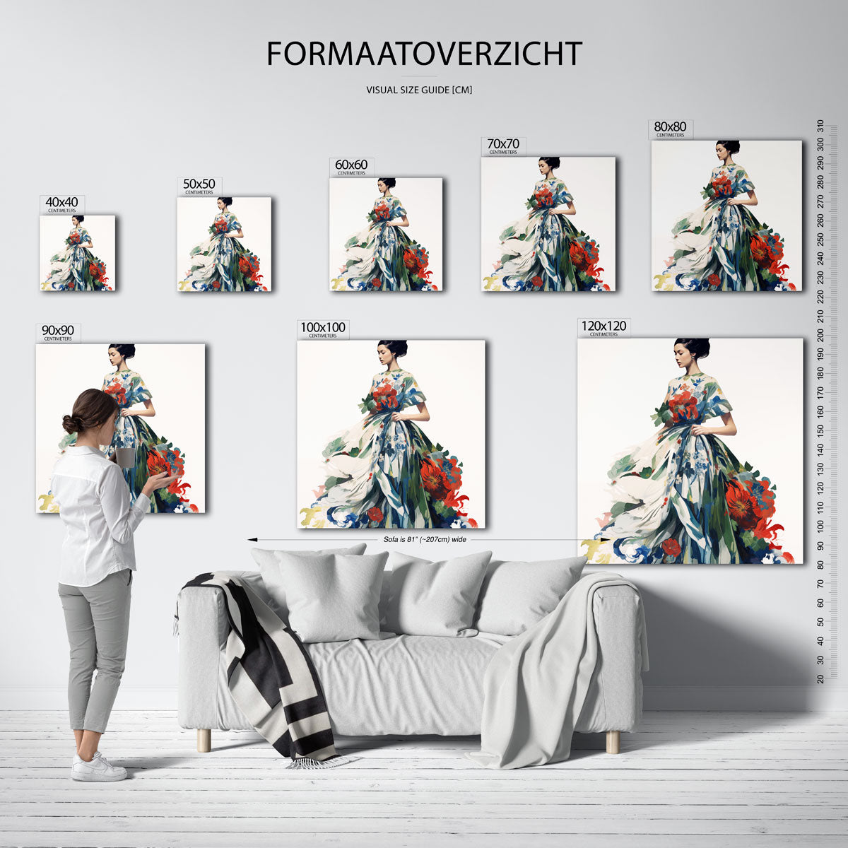Vrouw met bloemenjurk Poster