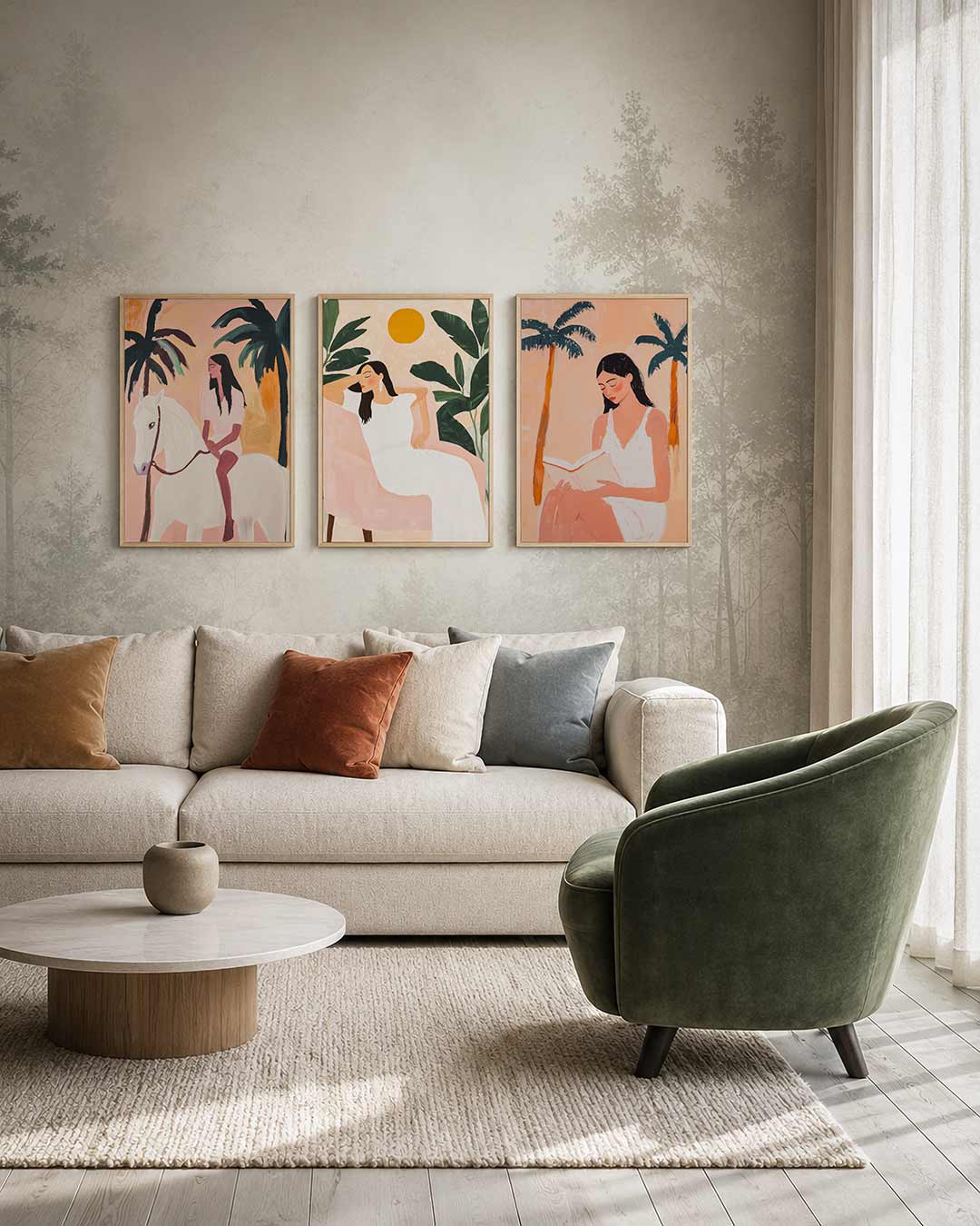 Zonsondergang en palmen Posterset