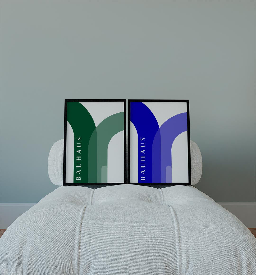 Groene boogvormen Posterset