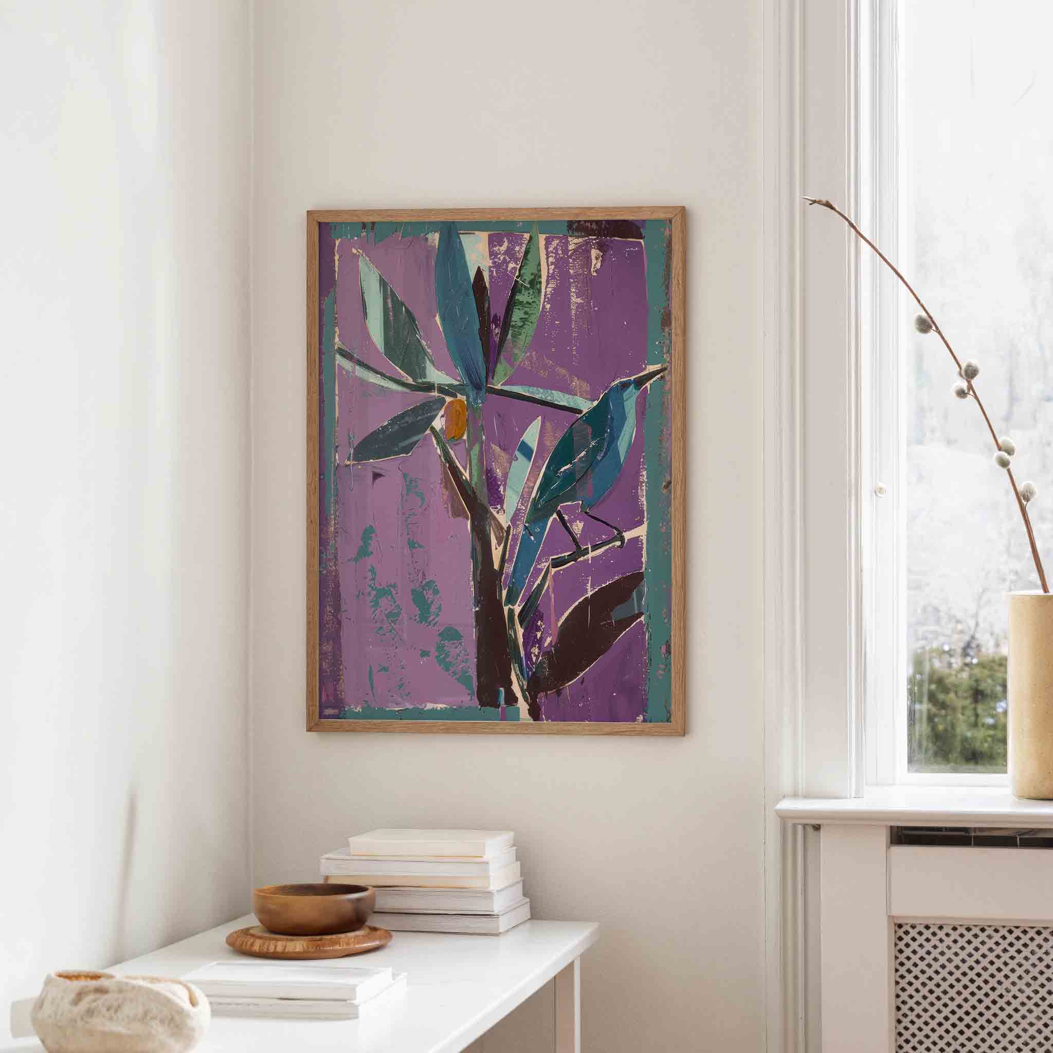 Vogel en bladeren Poster