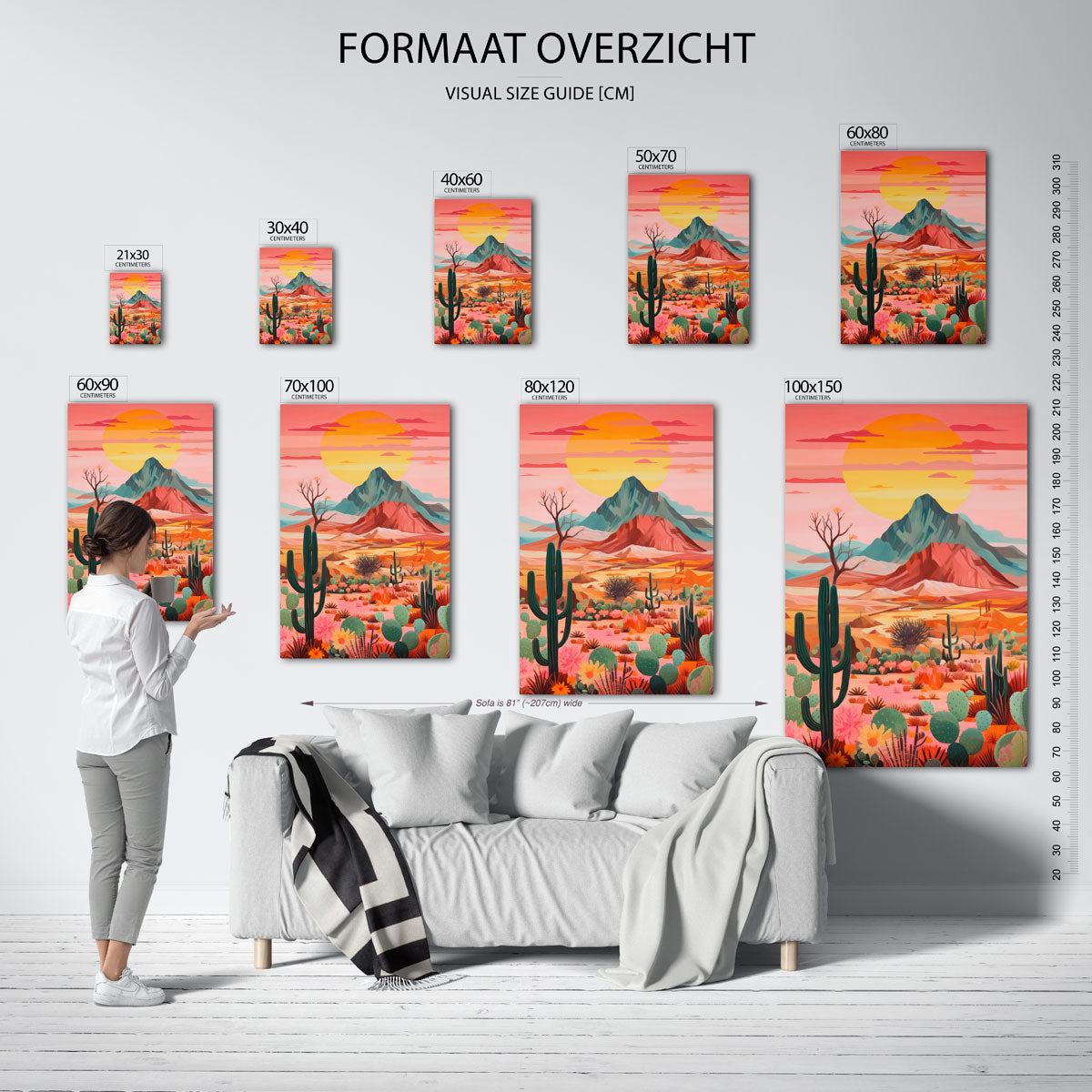 Zonsondergang boven woestijn Poster