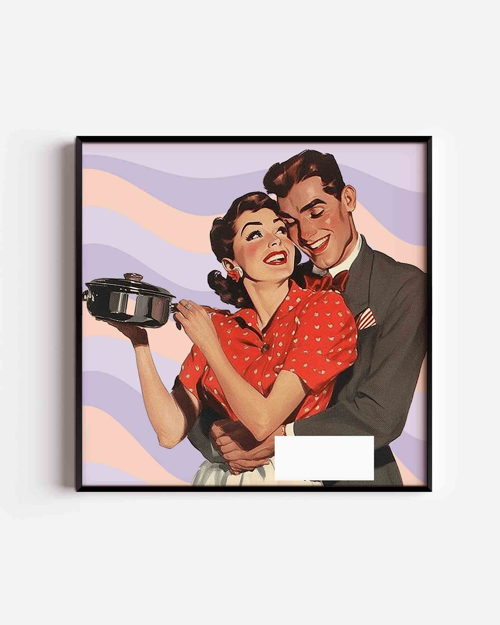 Retro koppel met pan Poster