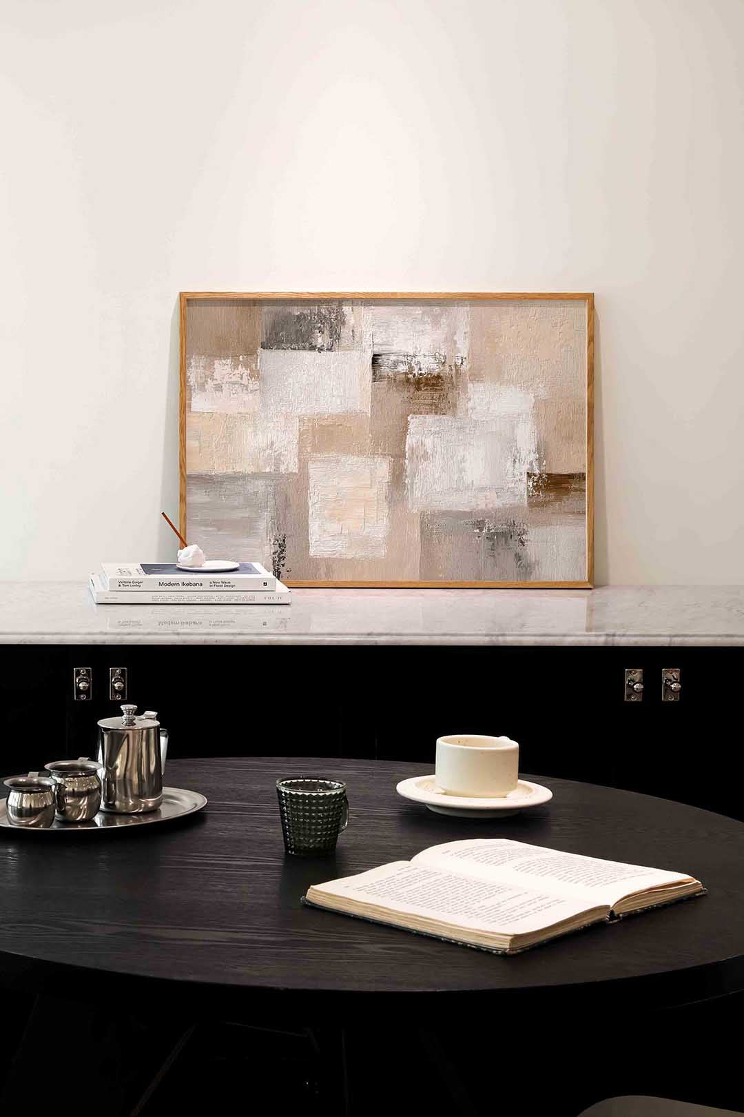 Abstracte beige en witte vlakken Poster