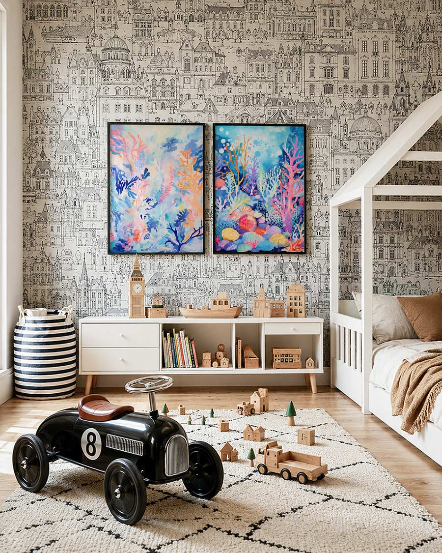 Kleurige vormenweelde Posterset