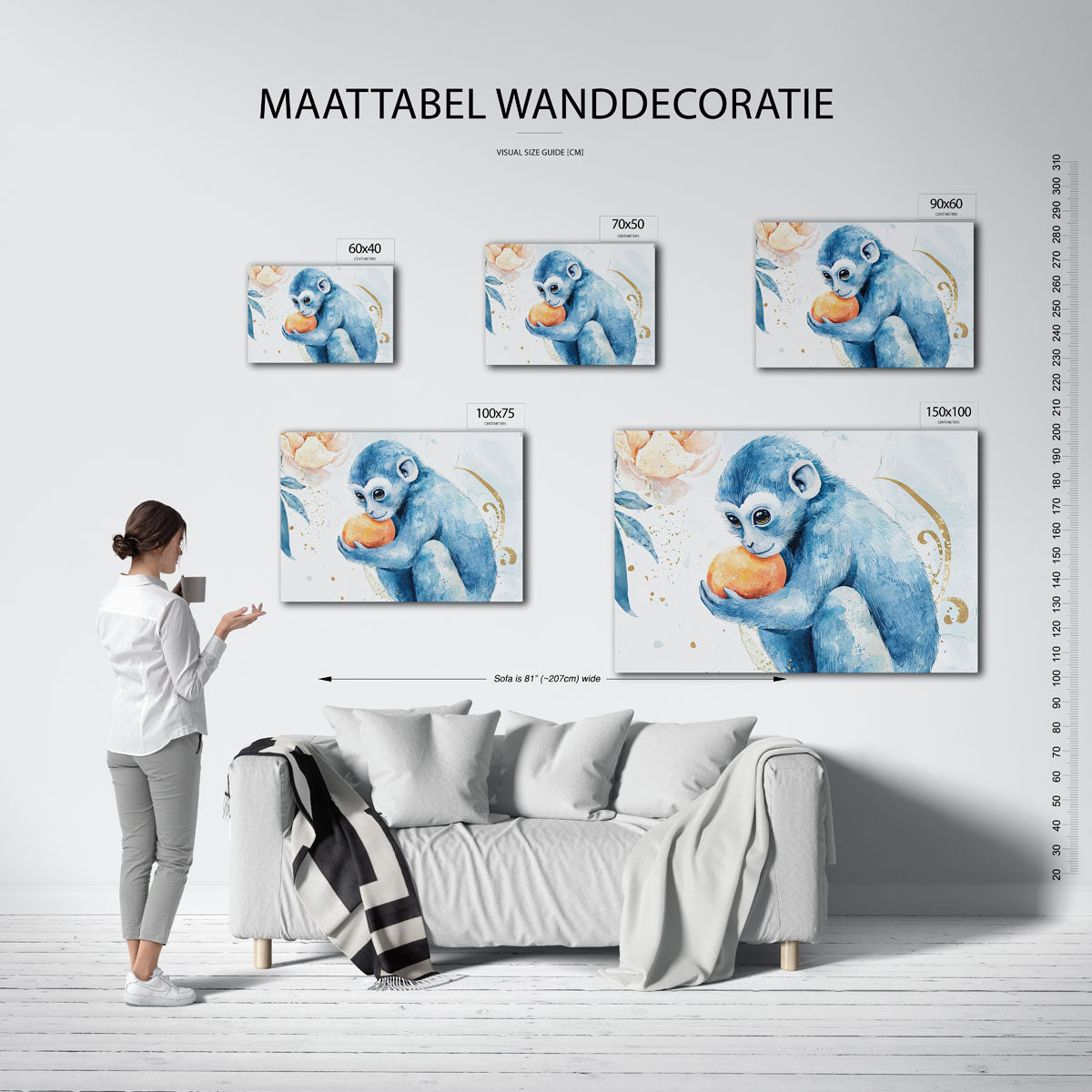 Dromerige blauwe aap Kunstwerk