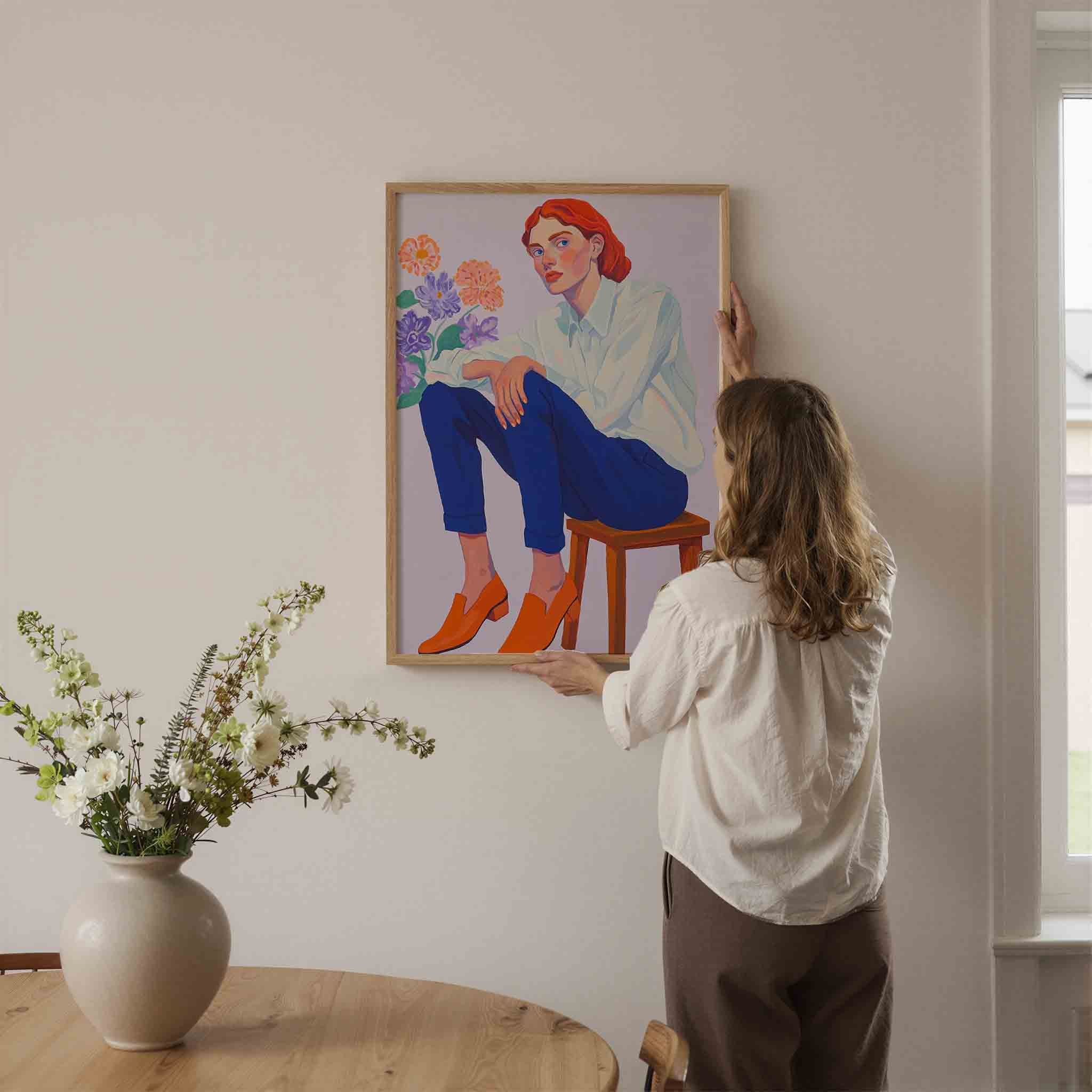 Vrouw met bloemen Poster