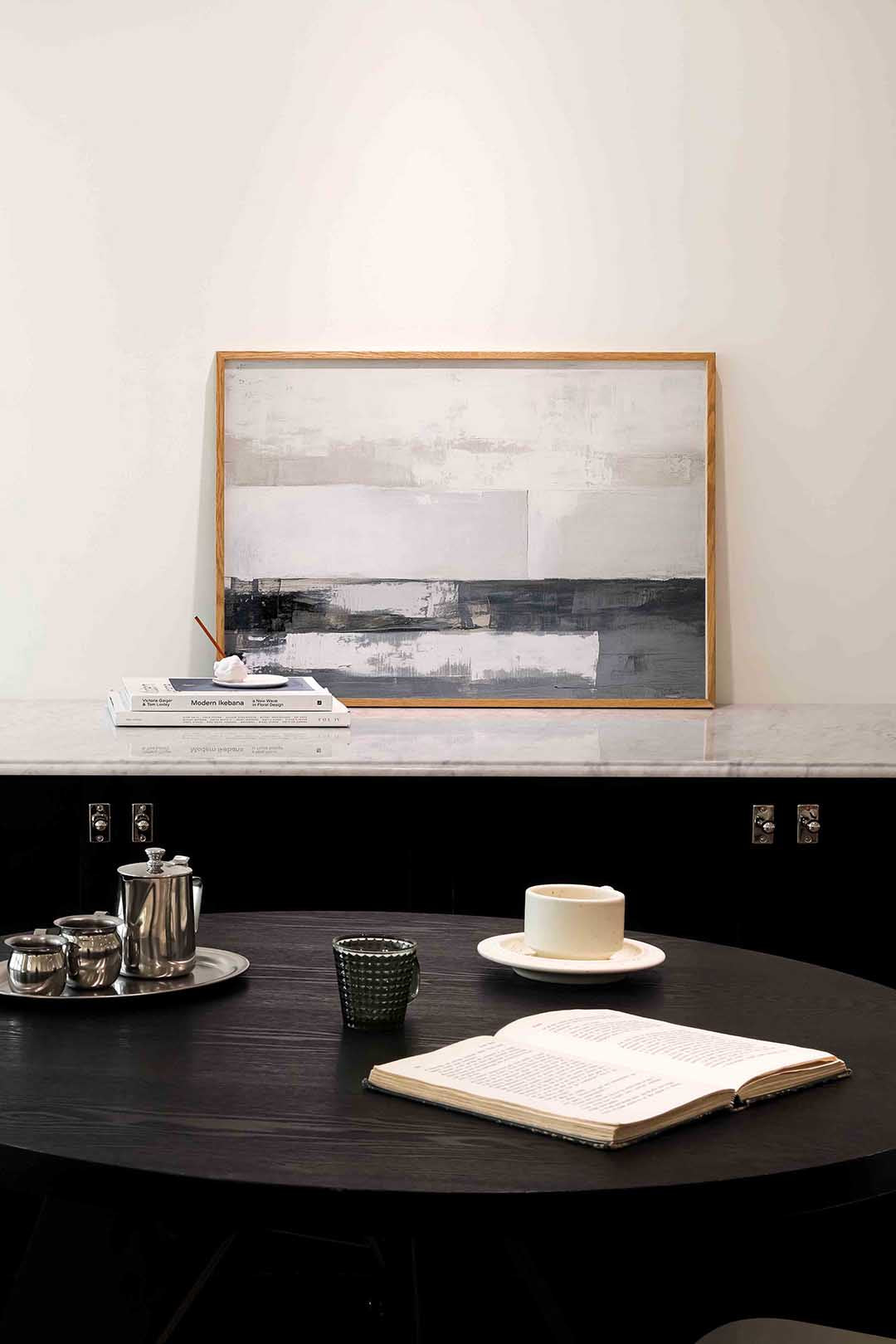 Abstracte grijze en witte Poster