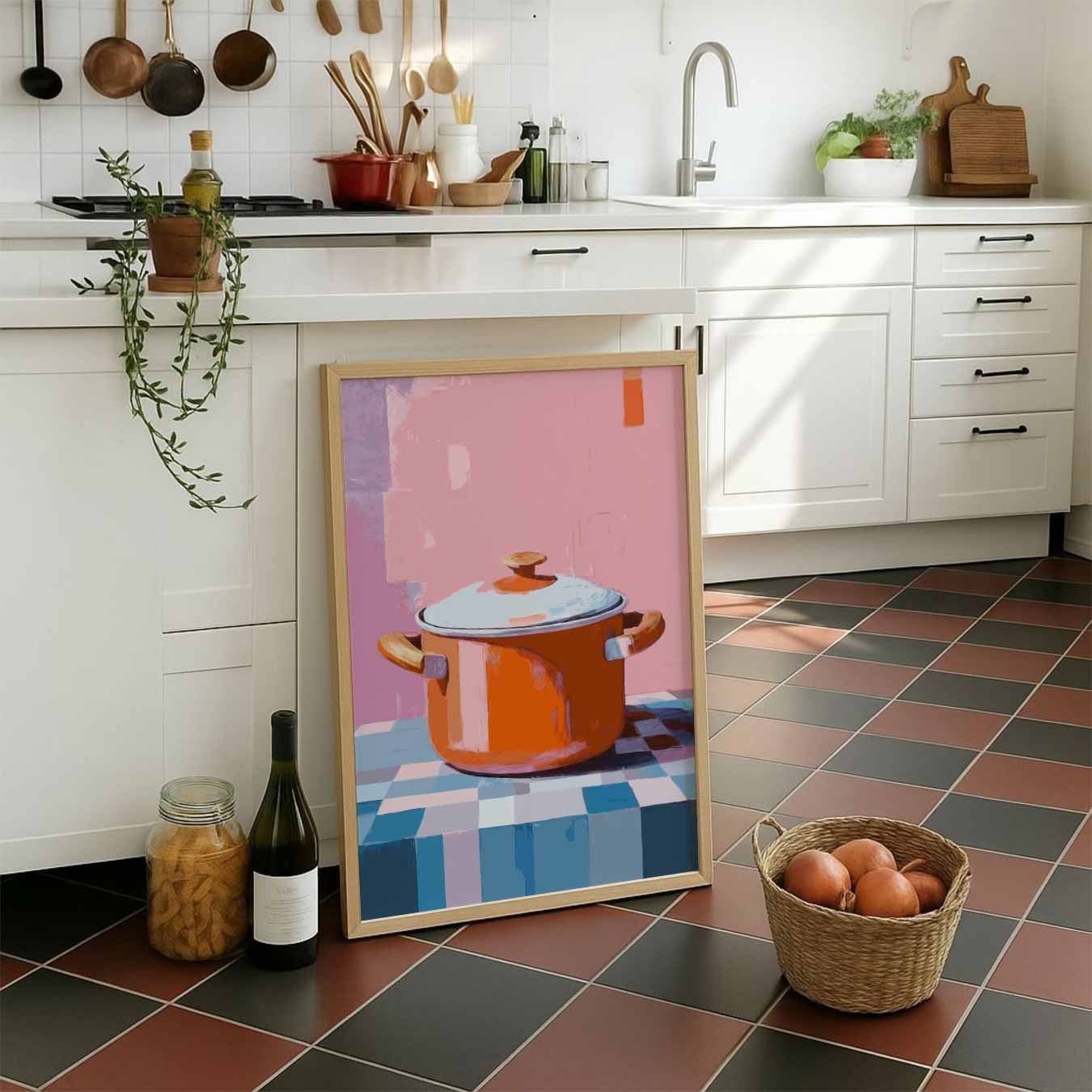 Vrolijke Retro Pan Poster-WallArtistic