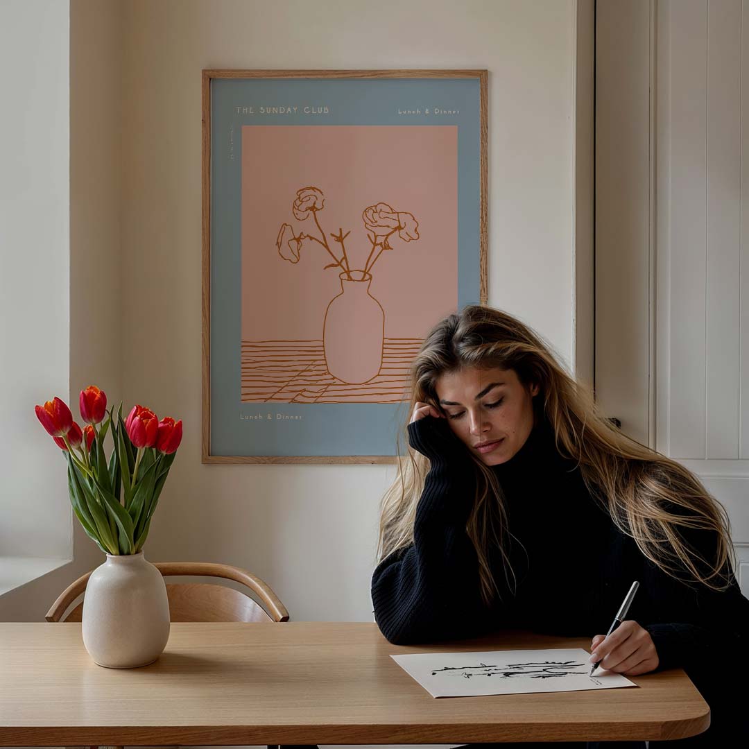 Bloemen in Vaasje Kunstposter-WallArtistic