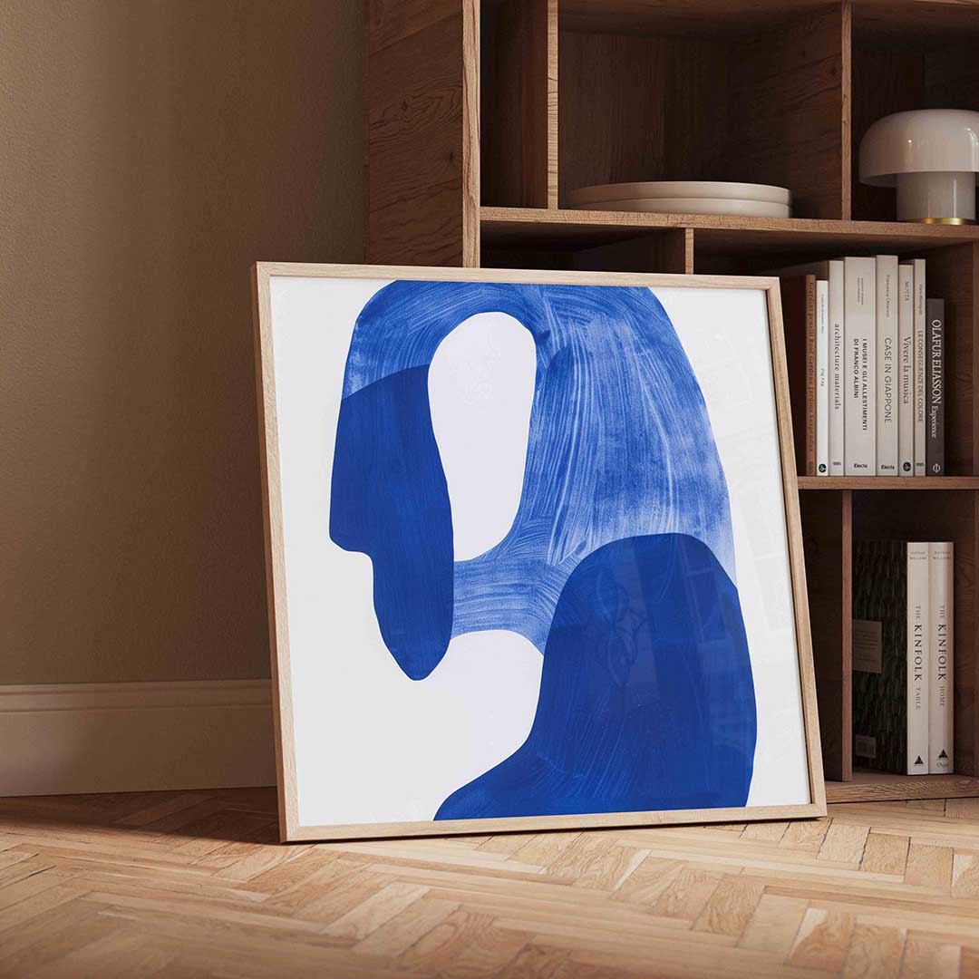 Abstracte blauwe vormen Poster