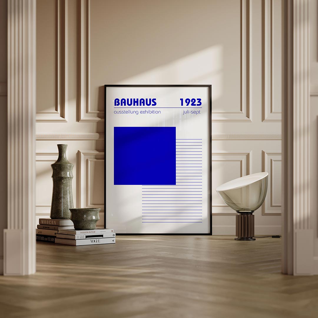 Blauw vlakritme Poster