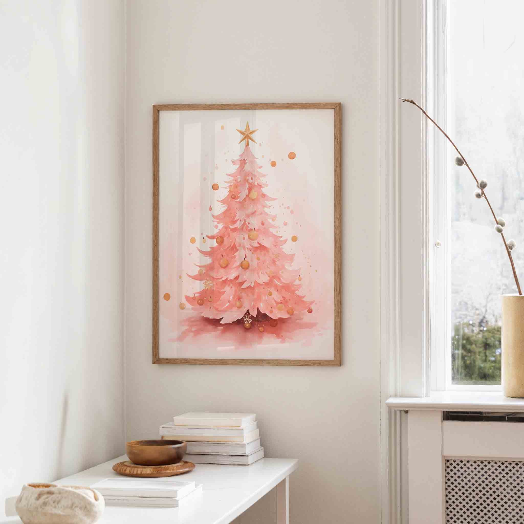 Roze kerstboom Poster